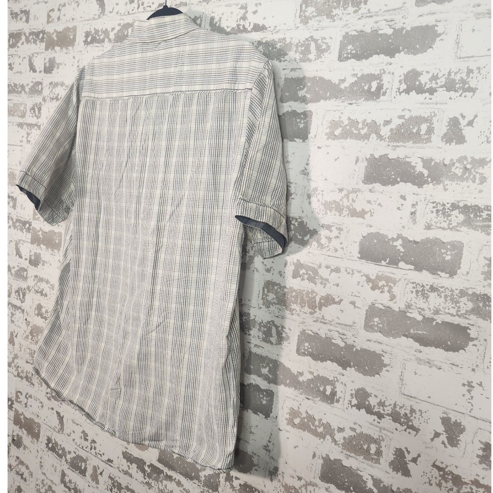 7 Diamonds Button Up Shirt Mens XL White Blue Plaid Short Sleeve Casual Preppy - Picture 11 of 12